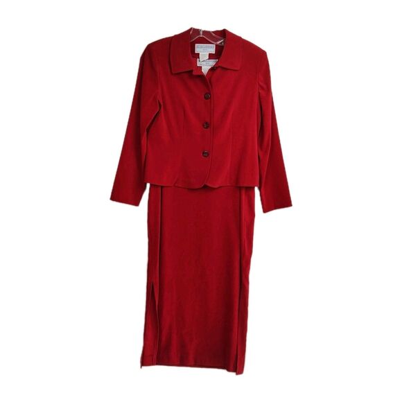 VTG Jessica Howard Suit Dress & Jacket Women's 6 Red Button-Up New Old Stock - Picture 1 of 16